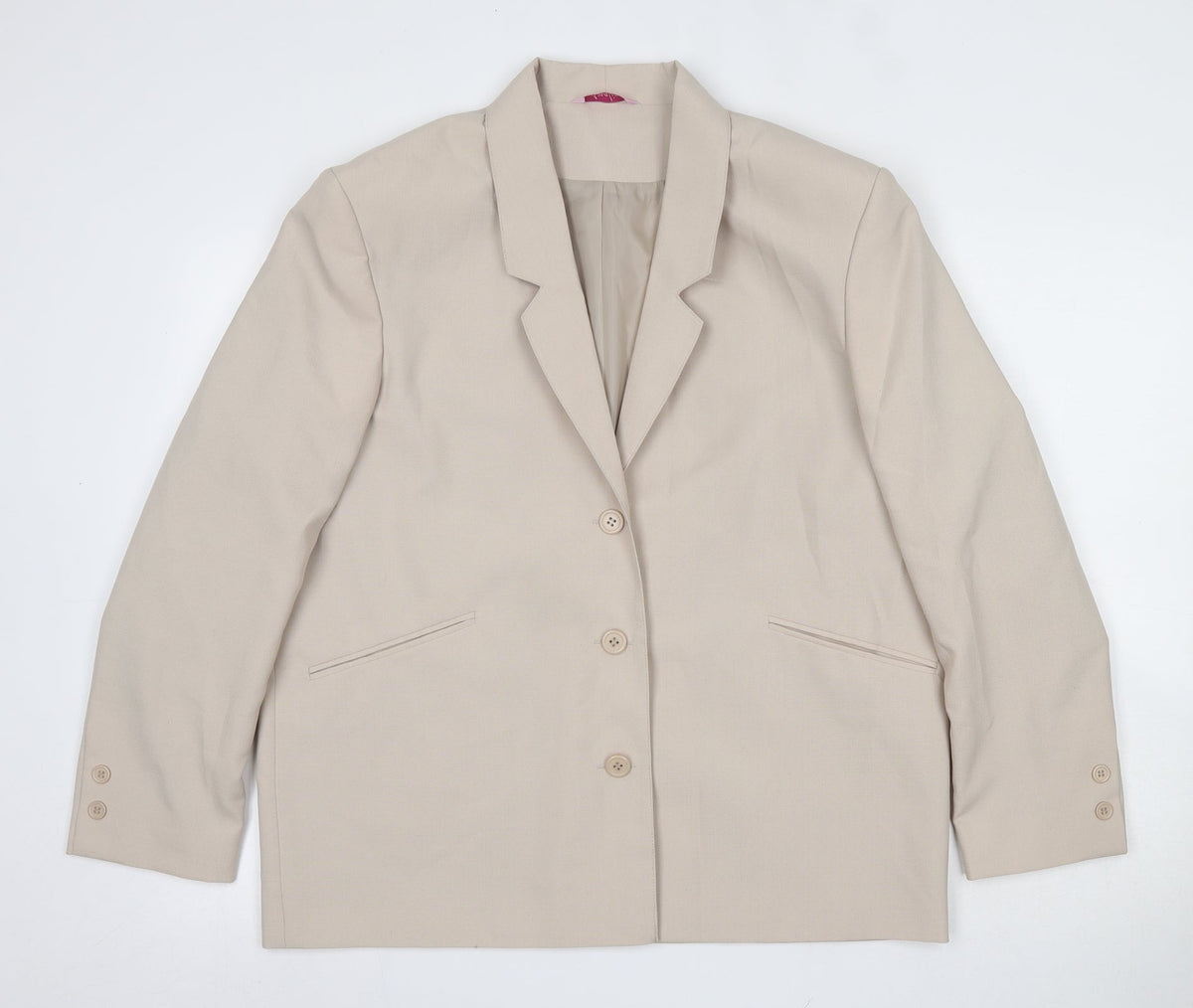 Additional front view of Amalina women’s beige 100% polyester jacket suit jacket, size UK 16