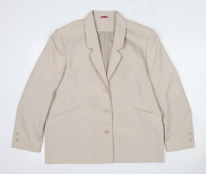 Additional front view of Amalina women’s beige 100% polyester jacket suit jacket, size UK 16
