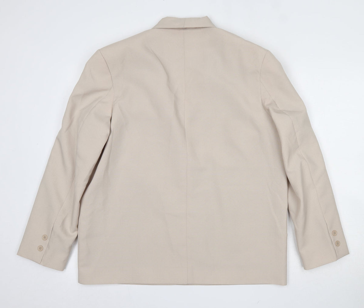 Back view of Amalina women’s beige 100% polyester jacket suit jacket, size UK 16