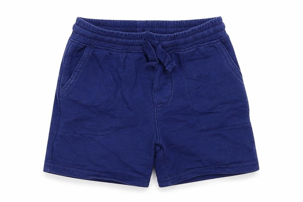 Front view of Carters boys’ blue cotton sweatpants, size 18, months drawstring - sweat shorts