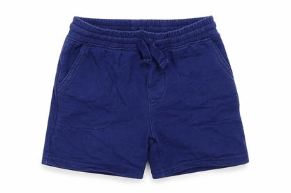 Front view of Carters boys’ blue cotton sweatpants, size 18, months drawstring - sweat shorts