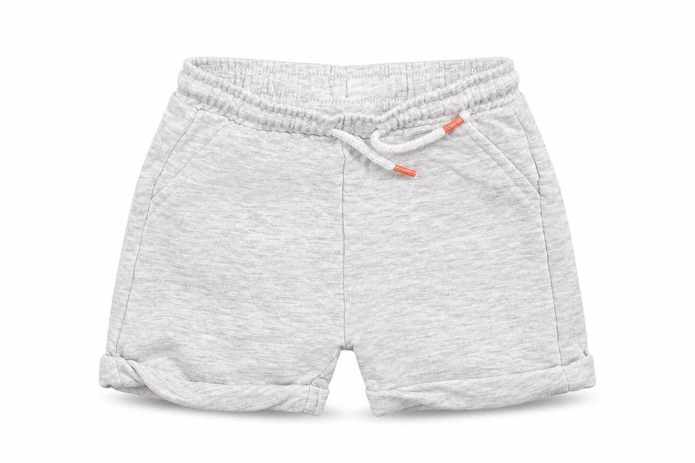 Front view of F&F boys’ grey cotton sweatpants, size 6-9, months drawstring - sweat shorts