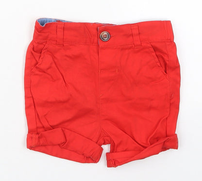Primark Boys Red  Cotton Cropped Trousers Size 18-24 Months  Button