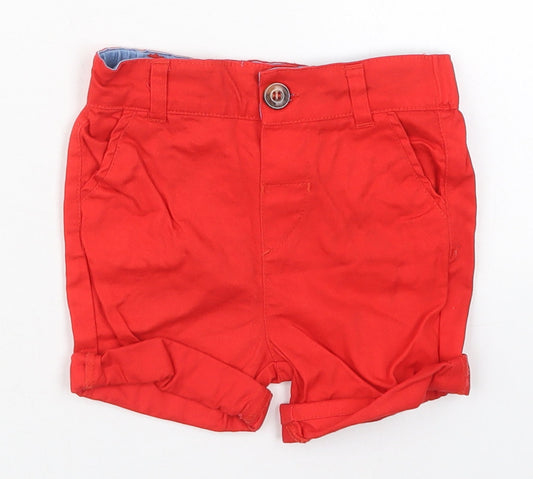 Primark Boys Red  Cotton Cropped Trousers Size 18-24 Months  Button