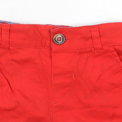 Primark Boys Red  Cotton Cropped Trousers Size 18-24 Months  Button