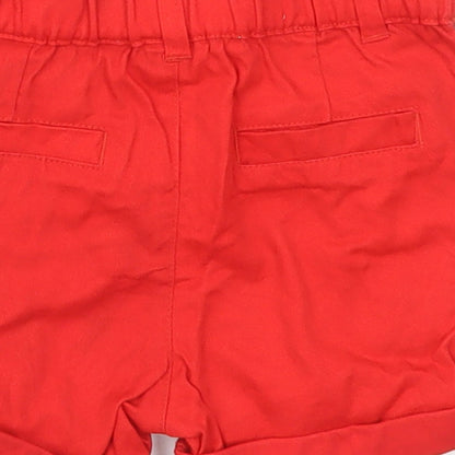 Primark Boys Red  Cotton Cropped Trousers Size 18-24 Months  Button