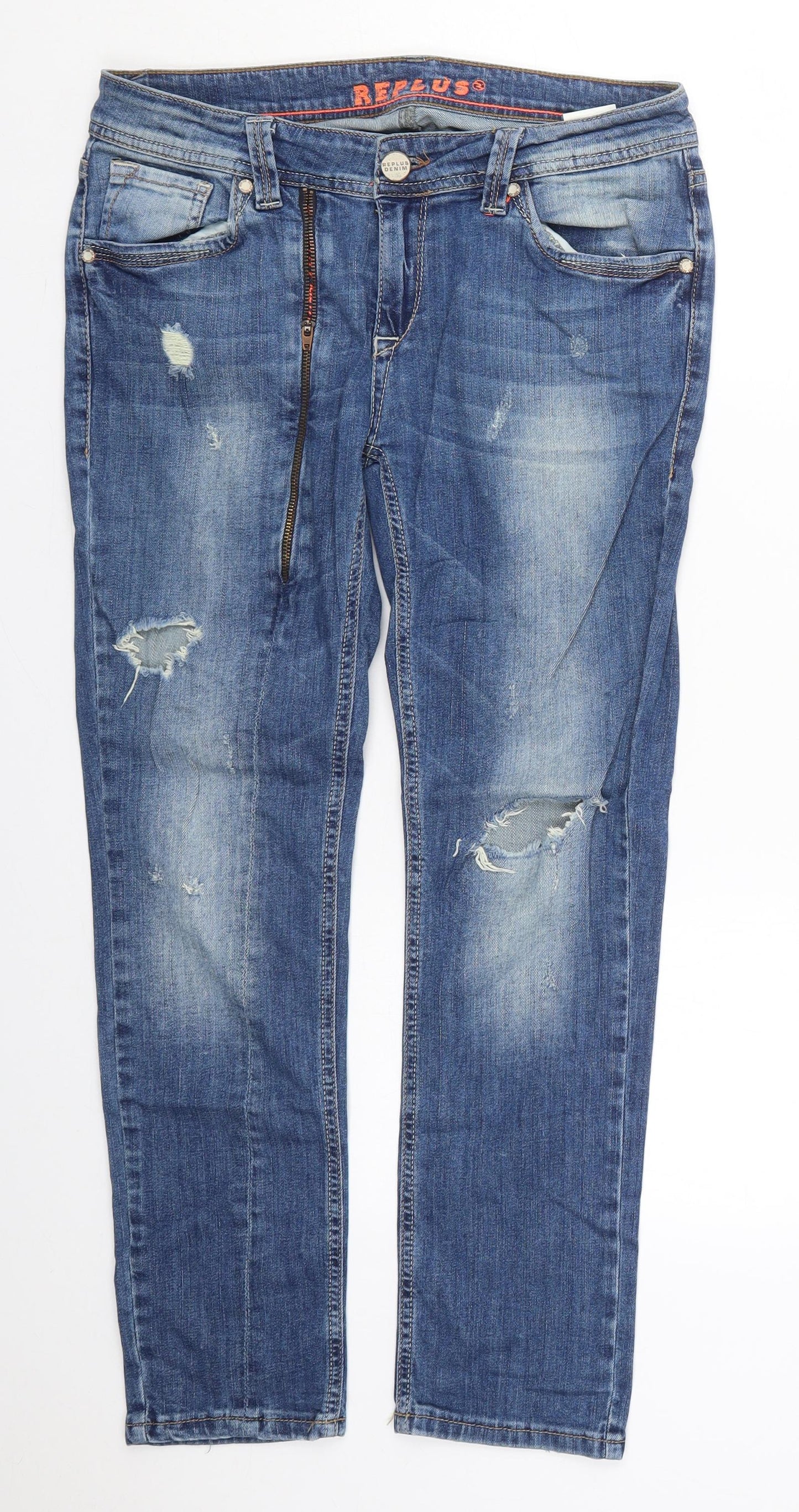 Replus Womens Blue  Cotton Skinny Jeans Size 30 in L26 in Regular Button