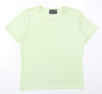 Casadella Womens Green  Polyester Basic T-Shirt One Size Crew Neck