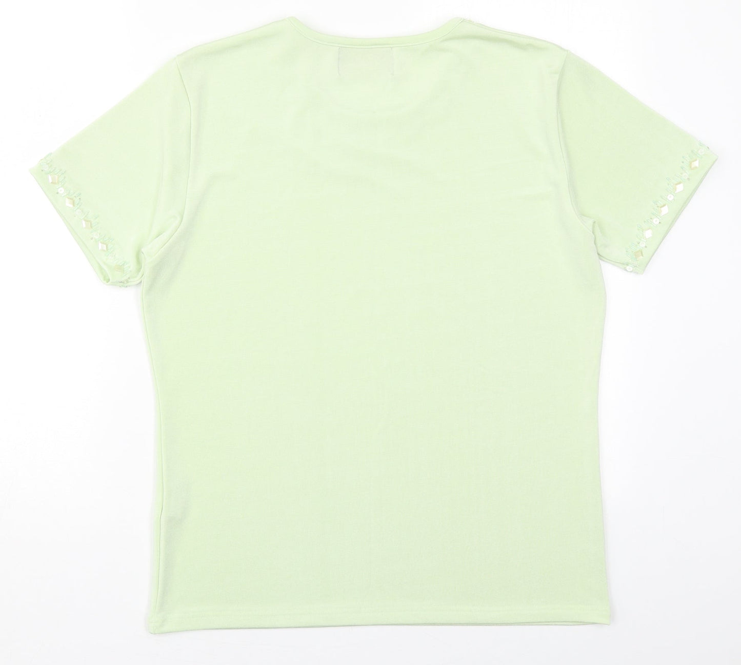 Casadella Womens Green  Polyester Basic T-Shirt One Size Crew Neck