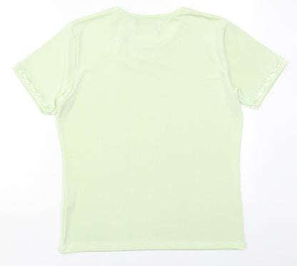 Casadella Womens Green  Polyester Basic T-Shirt One Size Crew Neck