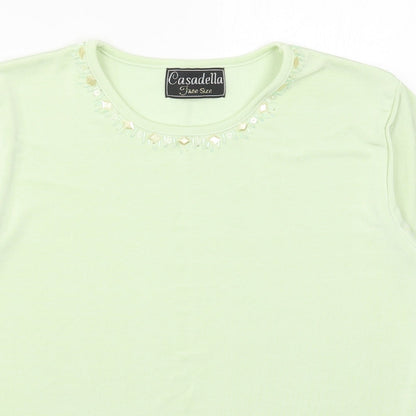 Casadella Womens Green  Polyester Basic T-Shirt One Size Crew Neck