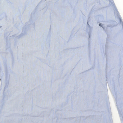 Red Herring Mens Blue Striped Polyester  Dress Shirt Size 14.5 Collared Button