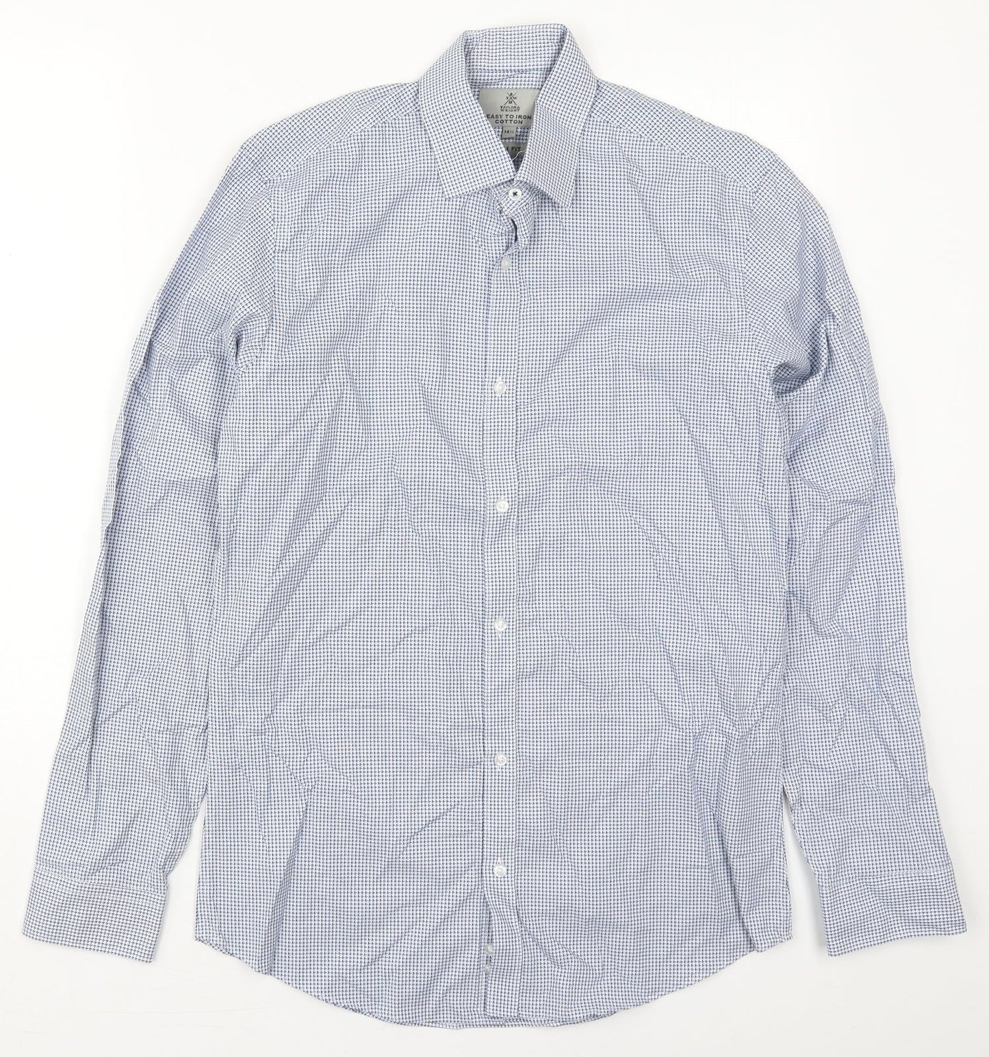 Taylor & Wright Mens Blue Geometric Cotton  Button-Up Size 14.5 Collared Button