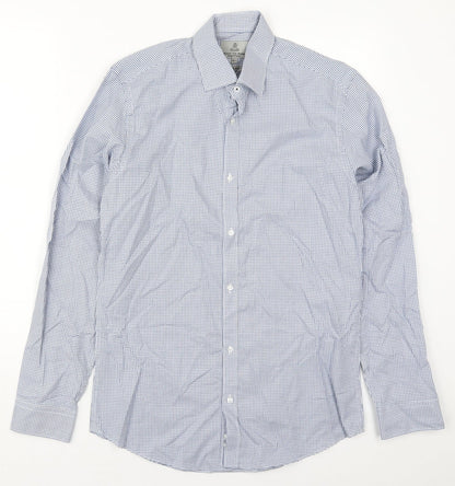 Taylor & Wright Mens Blue Geometric Cotton  Button-Up Size 14.5 Collared Button