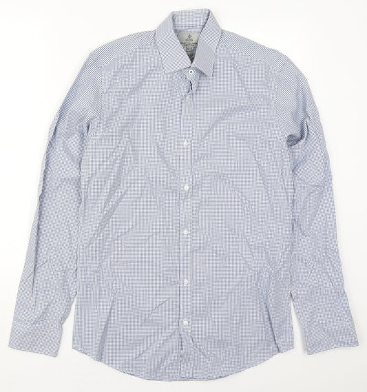 Taylor & Wright Mens Blue Geometric Cotton  Button-Up Size 14.5 Collared Button