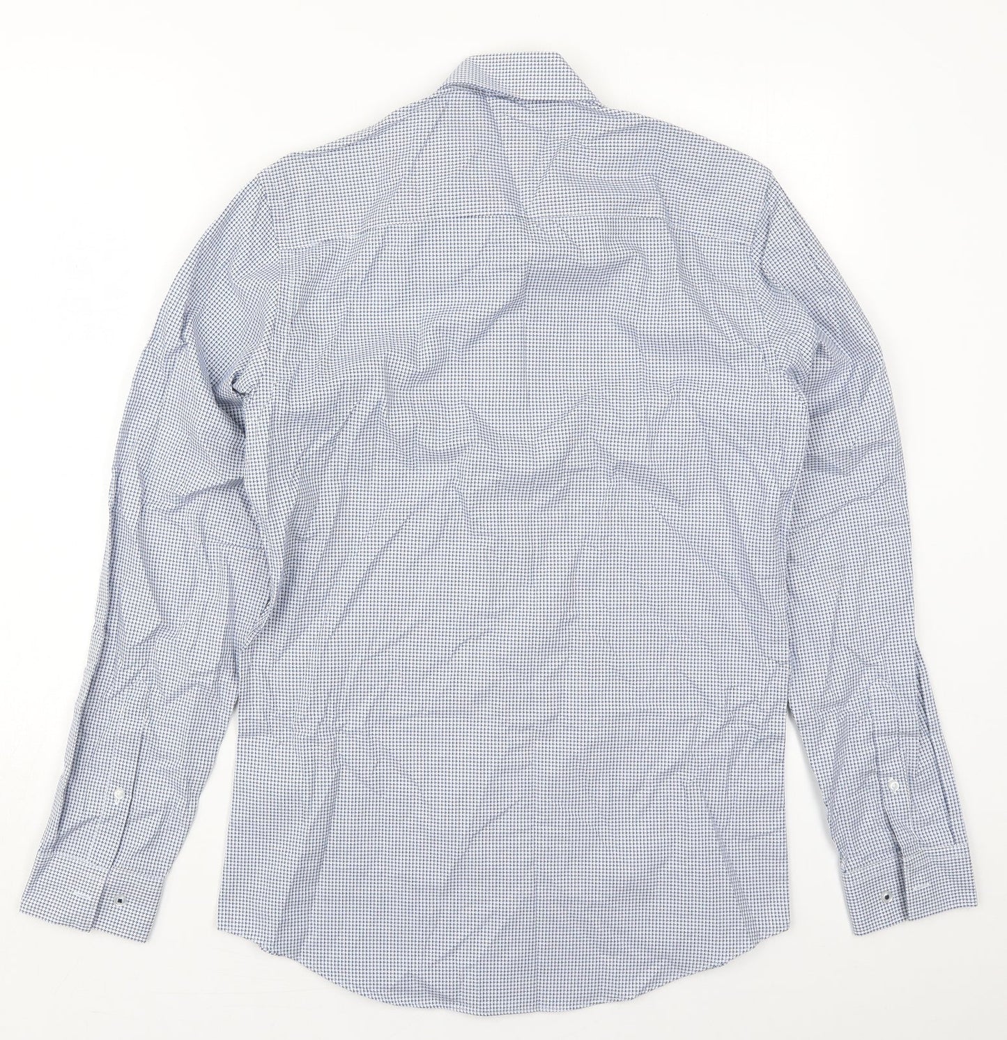 Taylor & Wright Mens Blue Geometric Cotton  Button-Up Size 14.5 Collared Button