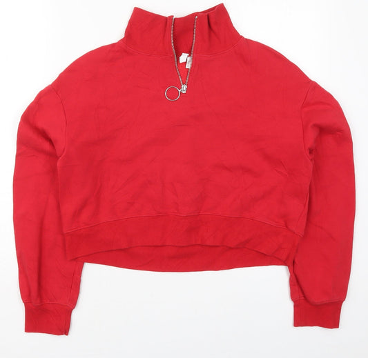 H&M Womens Red  Cotton Pullover Sweatshirt Size XS  Pullover