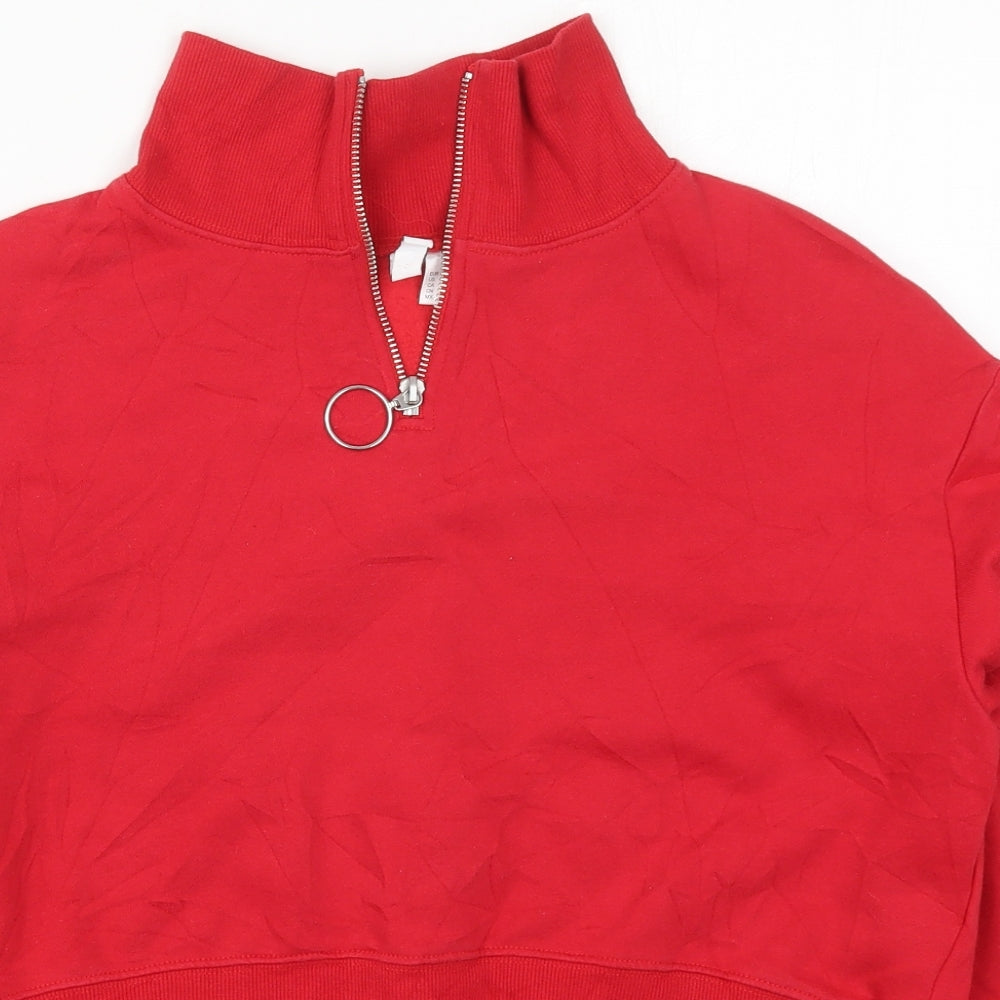 H&M Womens Red  Cotton Pullover Sweatshirt Size XS  Pullover