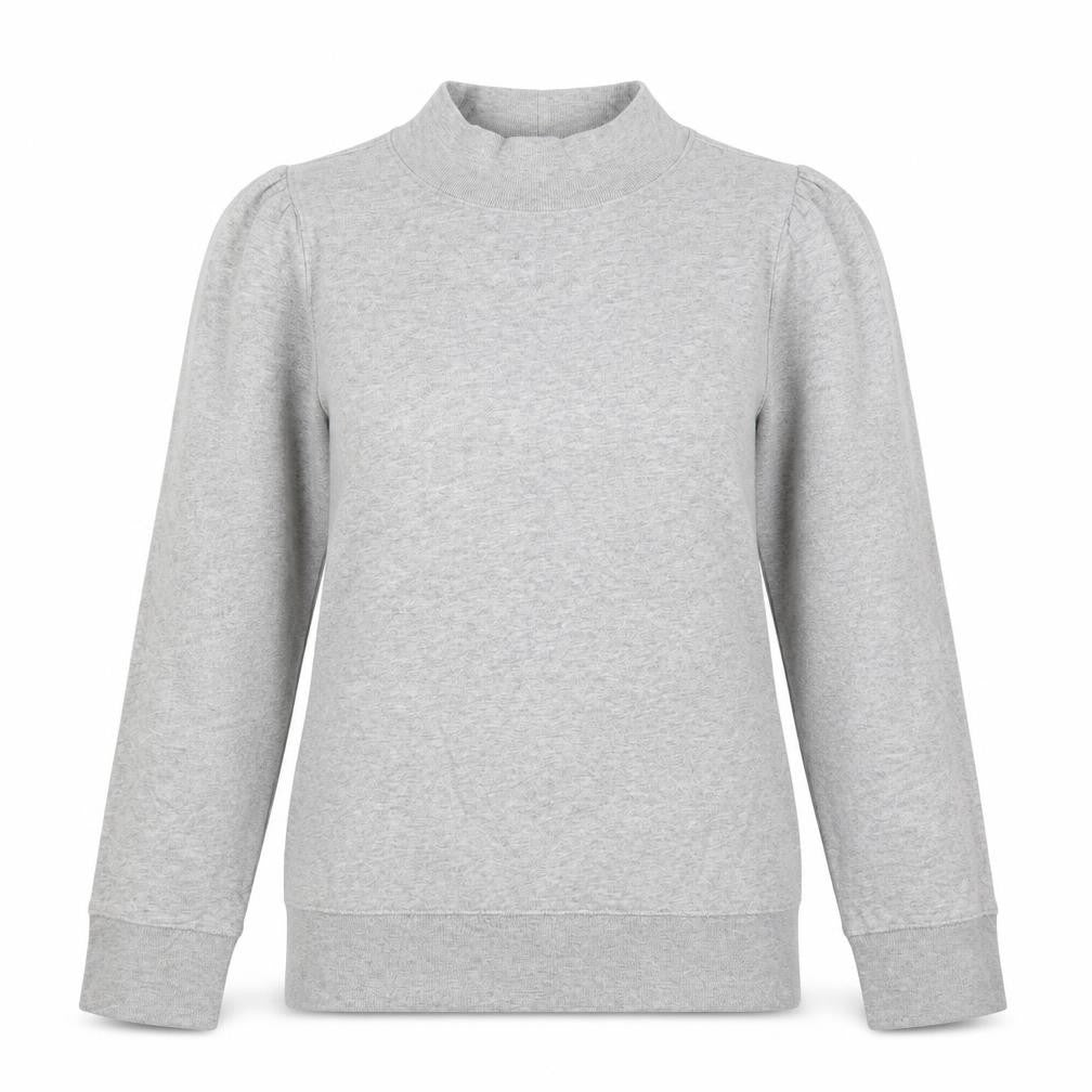 Front view of Gap women’s grey cotton pullover sweatshirt, size XS, pullover