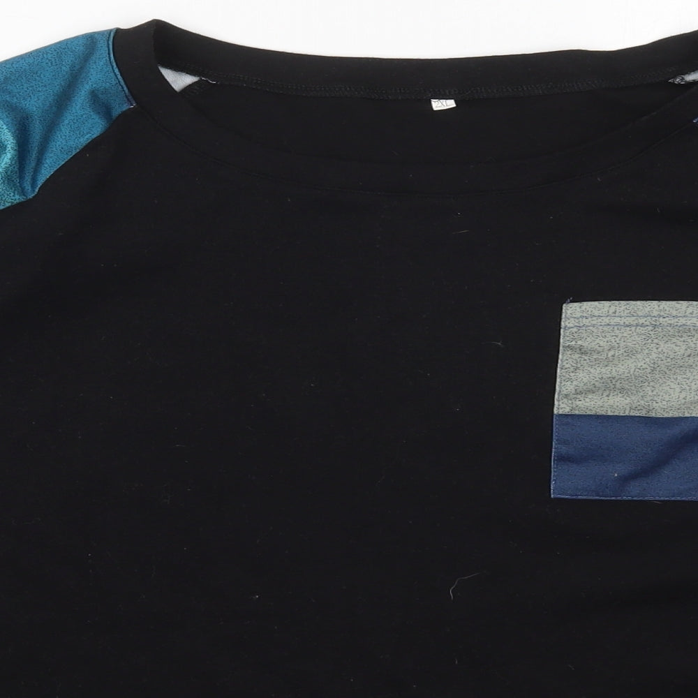Preworn Womens Black Striped Cotton Pullover Sweatshirt Size 2XL  Pullover - Blue