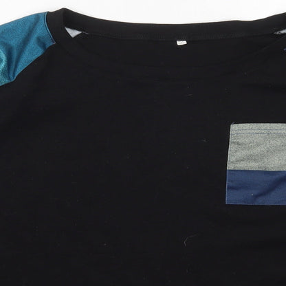 Preworn Womens Black Striped Cotton Pullover Sweatshirt Size 2XL  Pullover - Blue