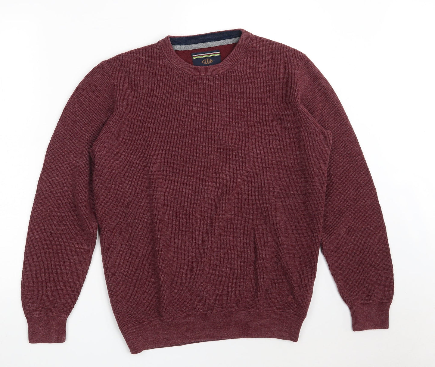 CASAMODA Mens Purple Round Neck  Cotton Pullover Jumper Size M