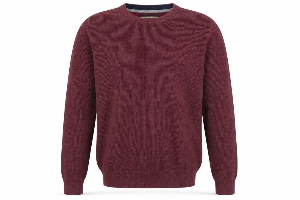 Front view of CASAMODA men’s purple round neck cotton jumper, size M