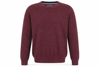 Front view of CASAMODA men’s purple round neck cotton jumper, size M