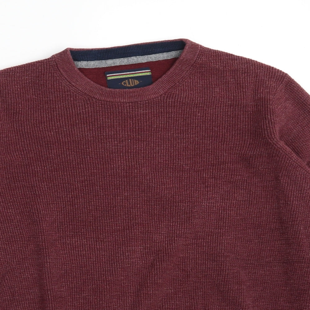 CASAMODA Mens Purple Round Neck  Cotton Pullover Jumper Size M