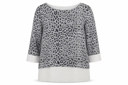Dorothy Perkins Womens Grey Animal Print Polyester Basic Blouse Size 12 Boat Neck