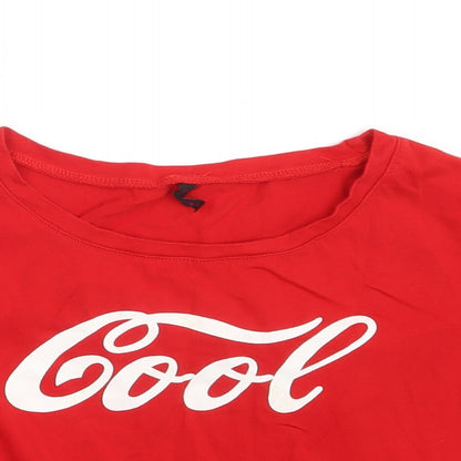 Morango Womens Red  100% Cotton Cropped T-Shirt Size S Round Neck - COOL