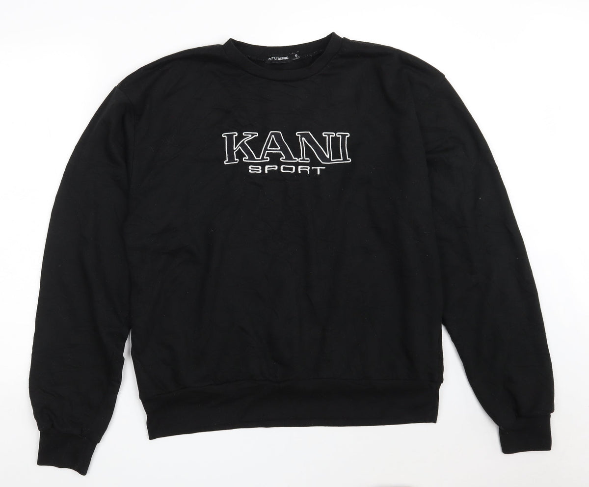 Additional front view of PRETTYLITTLETHING women’s black polyester pullover sweatshirt, size S, - kani sport