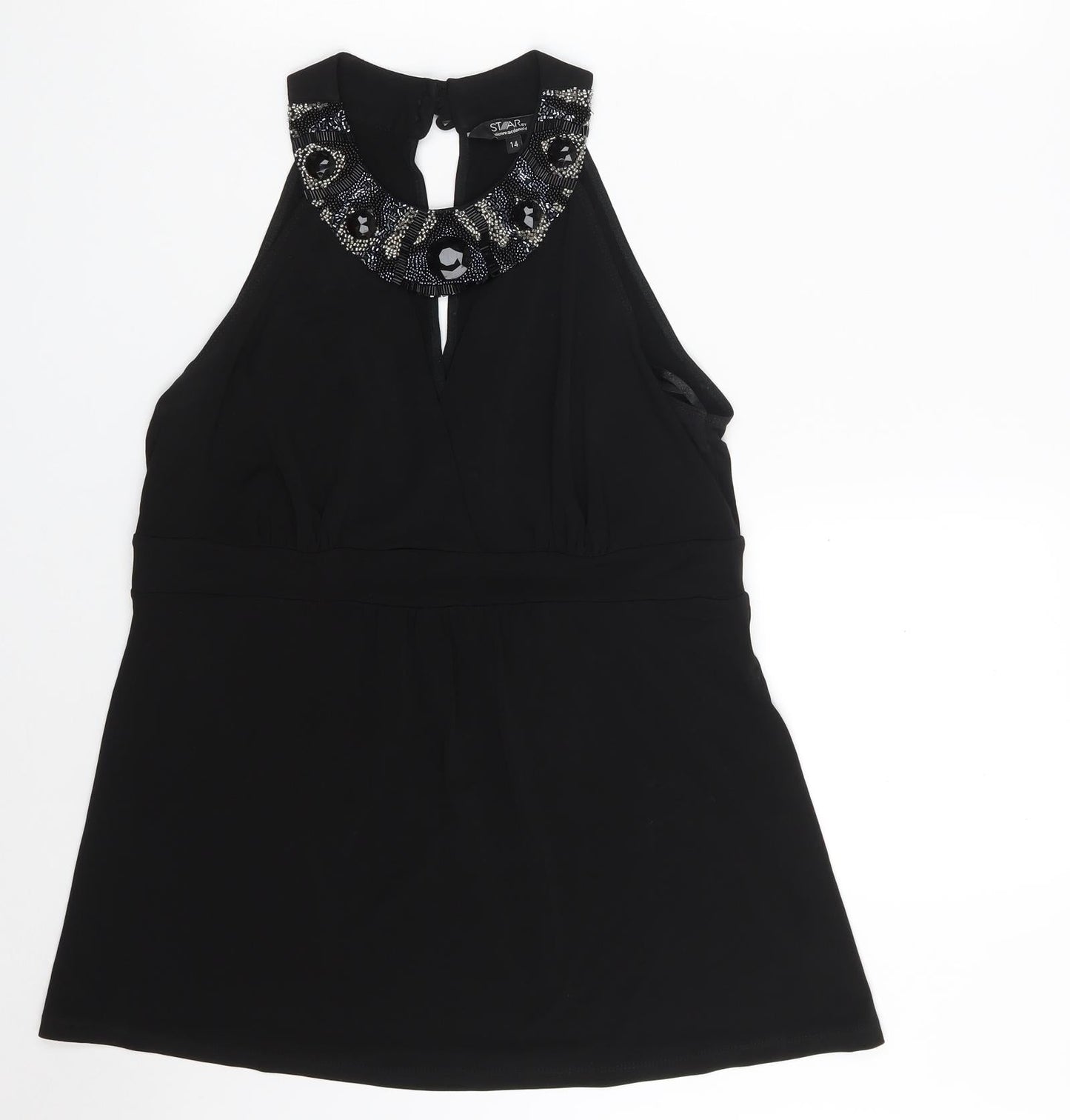 Debenhams Womens Black  Polyester A-Line  Size 14  Round Neck