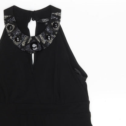 Debenhams Womens Black  Polyester A-Line  Size 14  Round Neck