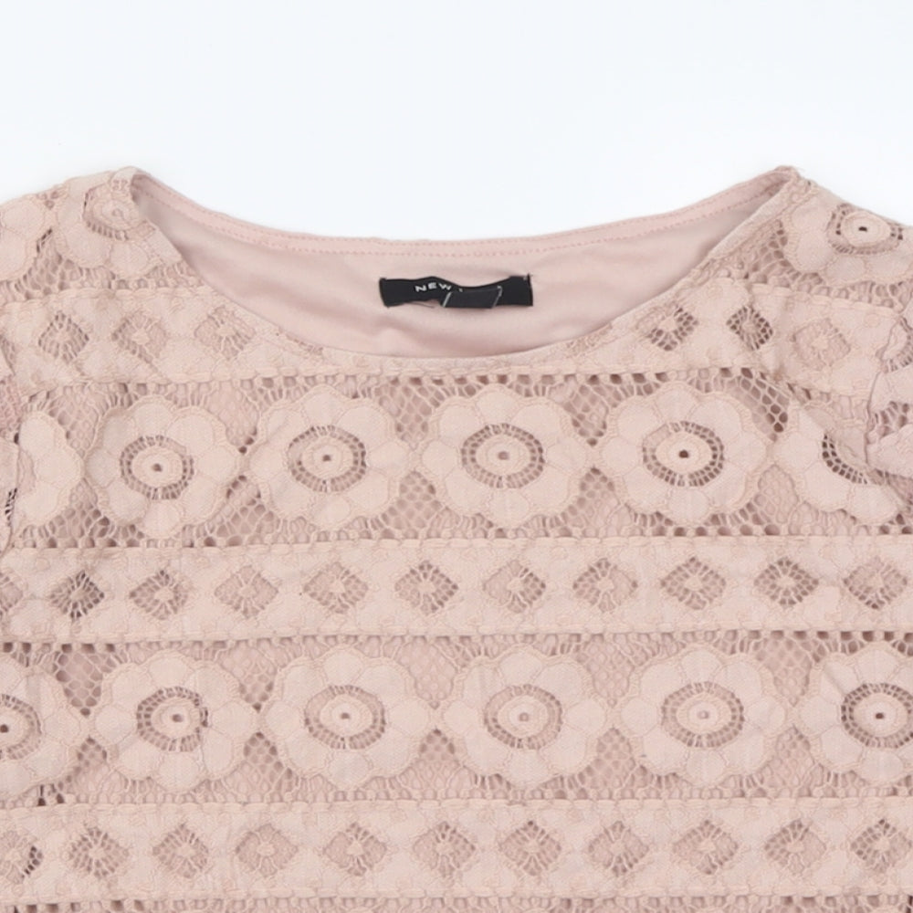 Womens UK Size 8 New Look Pink Cropped T-Shirt