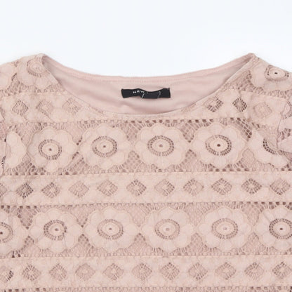 Womens UK Size 8 New Look Pink Cropped T-Shirt