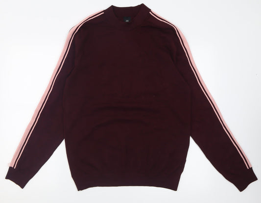 River Island Mens Purple Crew Neck Striped Polyester Pullover Jumper Size S