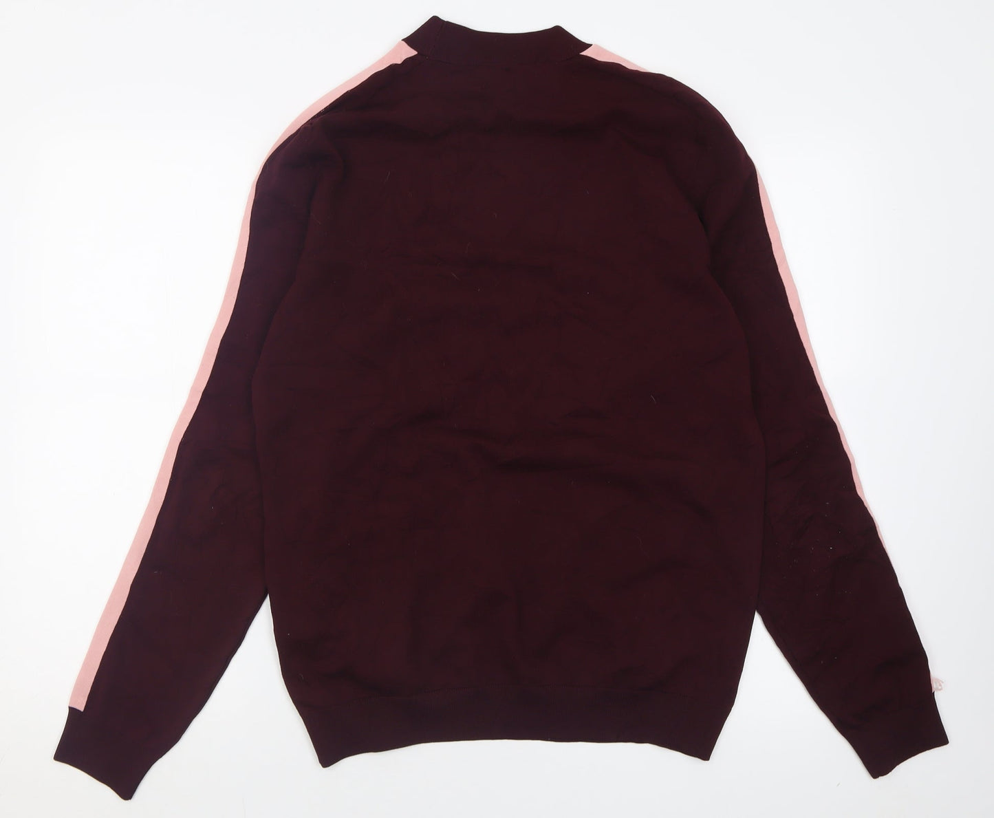 River Island Mens Purple Crew Neck Striped Polyester Pullover Jumper Size S