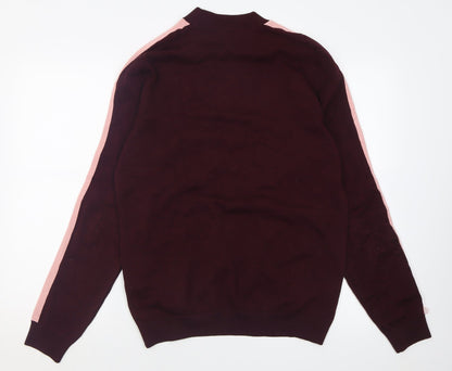 River Island Mens Purple Crew Neck Striped Polyester Pullover Jumper Size S