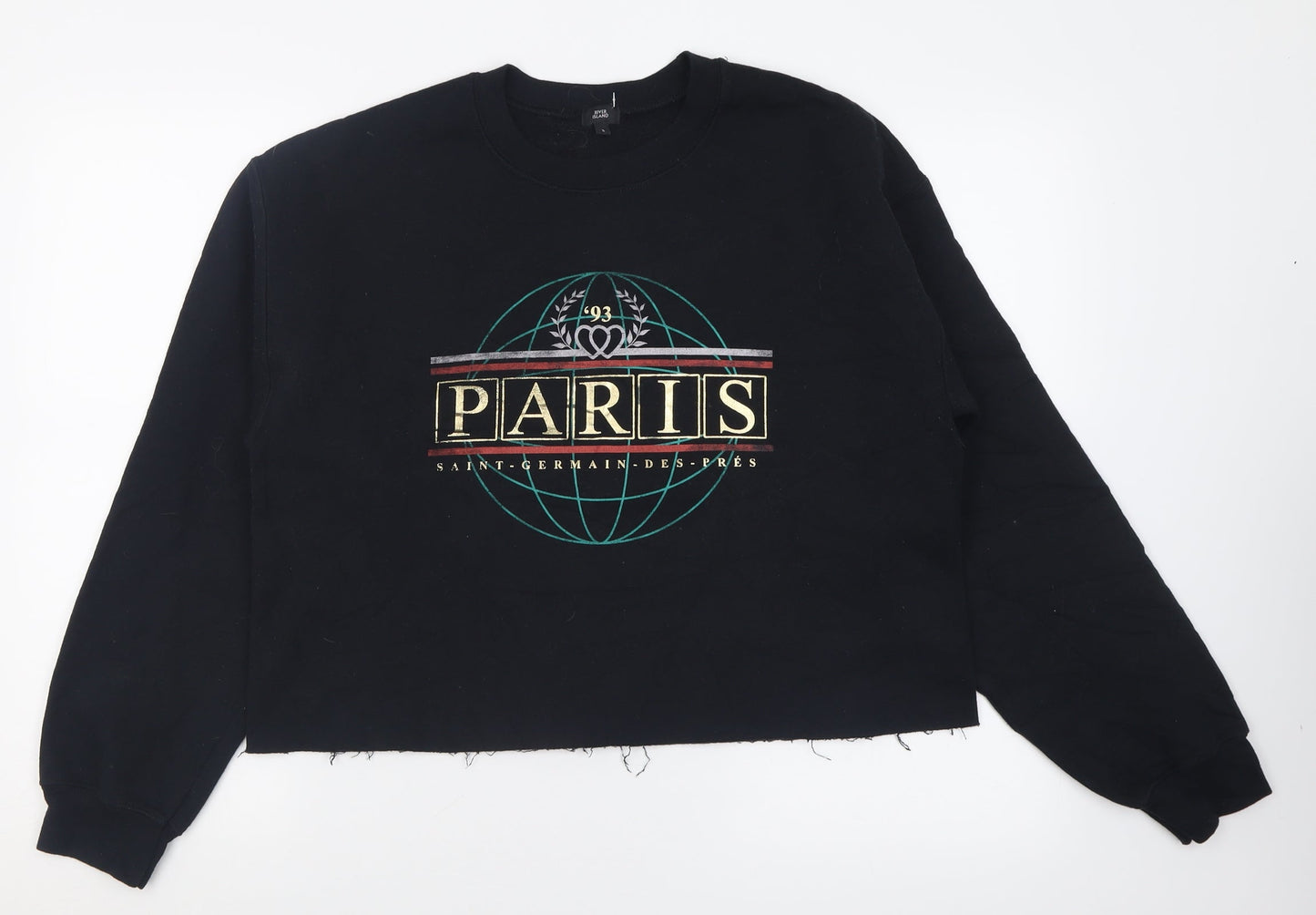 River Island Womens Black  Cotton Pullover Sweatshirt Size S  Pullover - Cropped