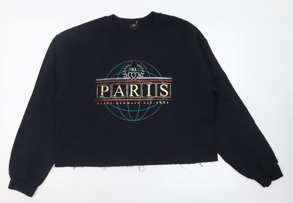 River Island Womens Black  Cotton Pullover Sweatshirt Size S  Pullover - Cropped