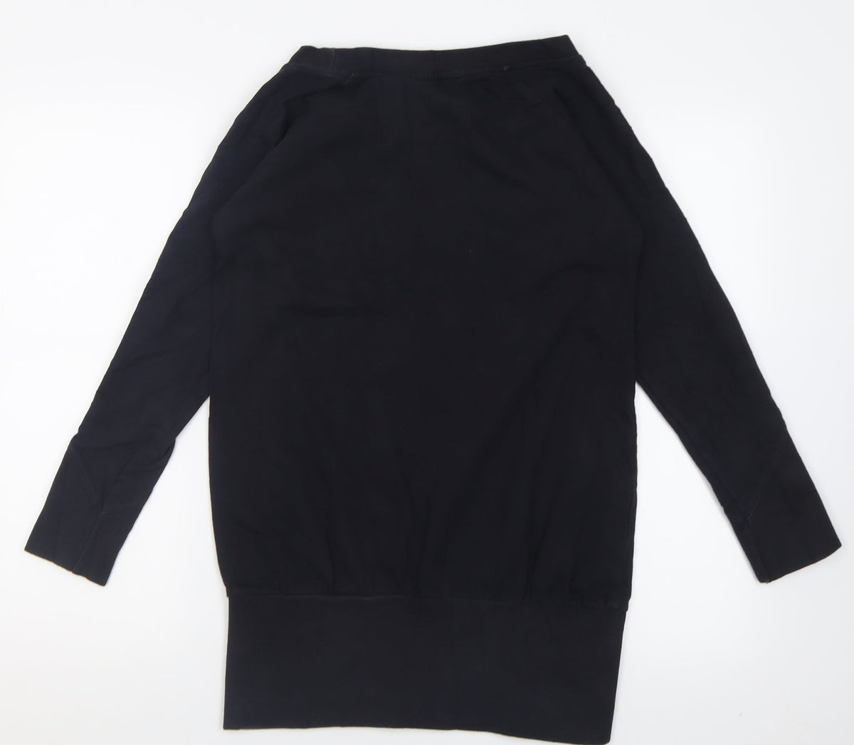 Back view of silver dagger women’s black cotton tunic sweatshirt, size UK 8, pullover