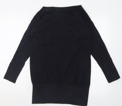 Back view of silver dagger women’s black cotton tunic sweatshirt, size UK 8, pullover