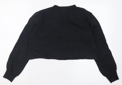 Back view of PRETTYLITTLETHING women’s black polyester pullover sweatshirt, size UK 10, pullover - cropped christmas