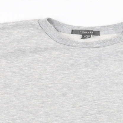 Close-up detail of Primark women’s grey polyester pullover sweatshirt, size XL, pullover - cropped