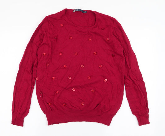 Womens UK Size M Isle Red Pullover Jumper