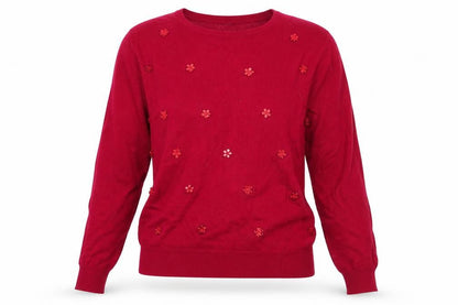 Womens UK Size M Isle Red Pullover Jumper
