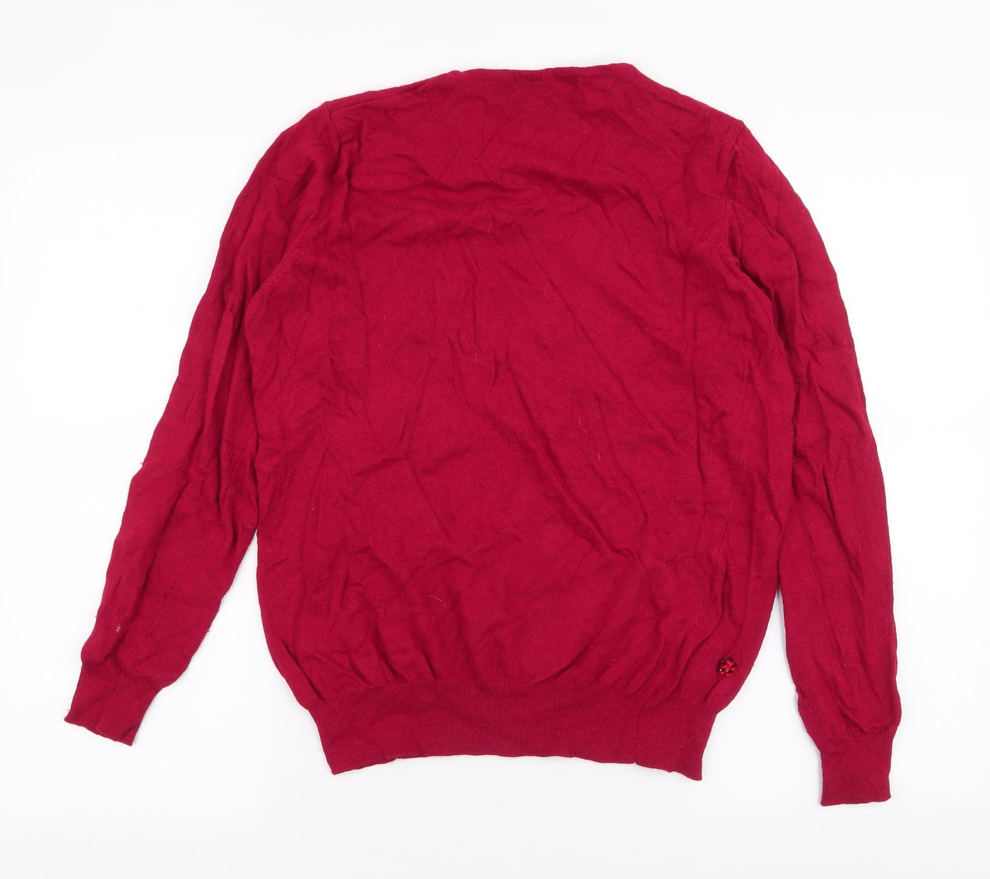 Womens UK Size M Isle Red Pullover Jumper