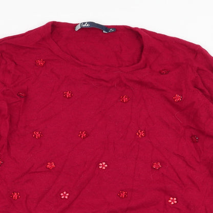 Womens UK Size M Isle Red Pullover Jumper