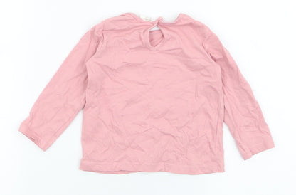 H&M Girls Pink  100% Cotton Jersey T-Shirt Size 6-9 Months Round Neck Button - Love is our power